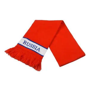 Фабричный зимний теплый вязаный шарф, шарф из акрилового материала для футбольных фанатов, шарф для Катара по футболу 2022, русский шарф
