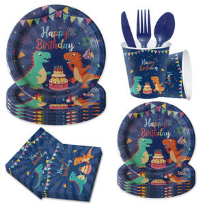 Ensemble de fête d'<span class=keywords><strong>anniversaire</strong></span> sur le thème des dinosaures bricolage dessin animé <span class=keywords><strong>dinosaure</strong></span> Dino bannière assiettes ensembles de <span class=keywords><strong>nappe</strong></span> fournitures de fête d'<span class=keywords><strong>anniversaire</strong></span> pour enfants - Product Image 2