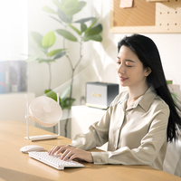 Ventilateur de table portable USB 2025 réglable, longue durée, rafraîchissant, rechargeable avec lumière LED pour l'été