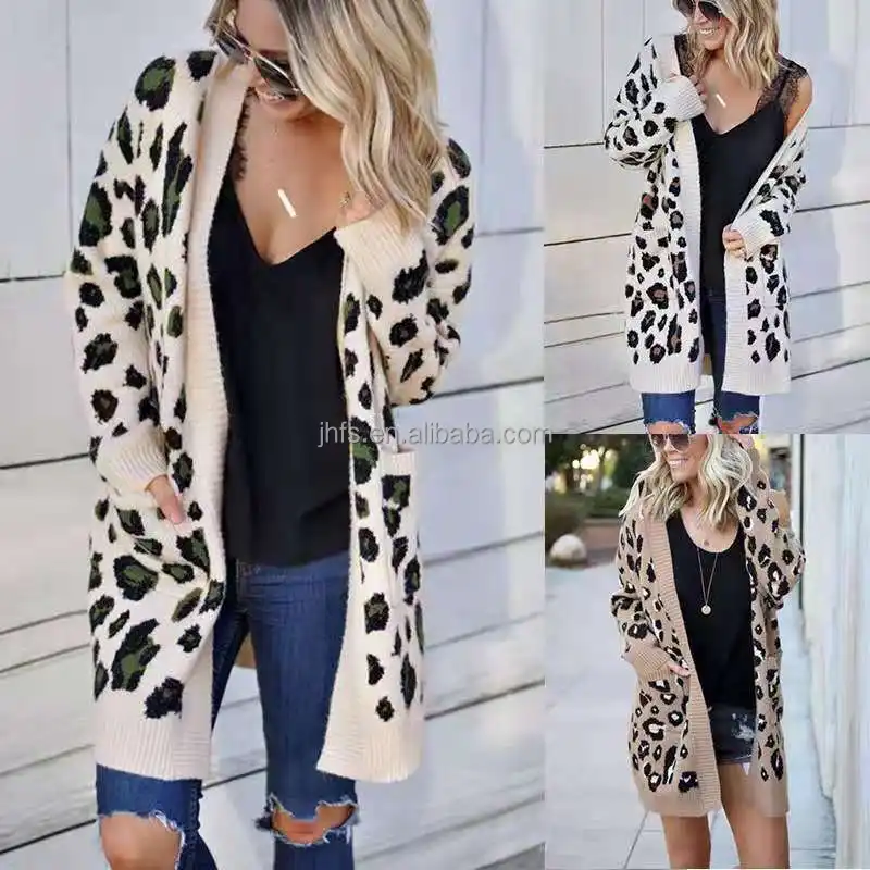 J & H 2022 neuheiten herbst frauen pullover strickjacken damen klassische cheetah leopard gestrickte pullover