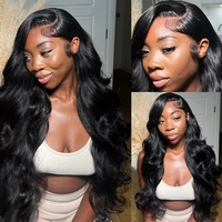 Perruque frontale HD en dentelle, 100 % cheveux humains brésiliens, ondulée, avec baby hair, pré-épilée, sans colle, pour femmes noires – Vente en gros