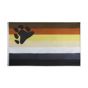 Großhandel Custom 100% Polyester 3 x5ft doppelseitige Bären bruderschaft Homosexuell Regenbogen Flagge Stolz Flagge mit schneller Lieferung