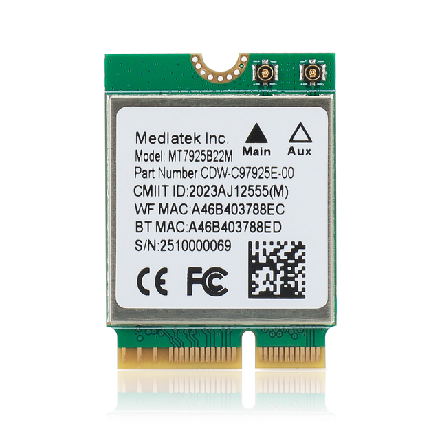 EDUP MT7925 Wi-Fi 7Bluetooth 5.4 M.2 Module for Laptops, Mini PCs, Embedded Systems, Tri-Band 6.5Gbps, Low Power, PCIe Interface