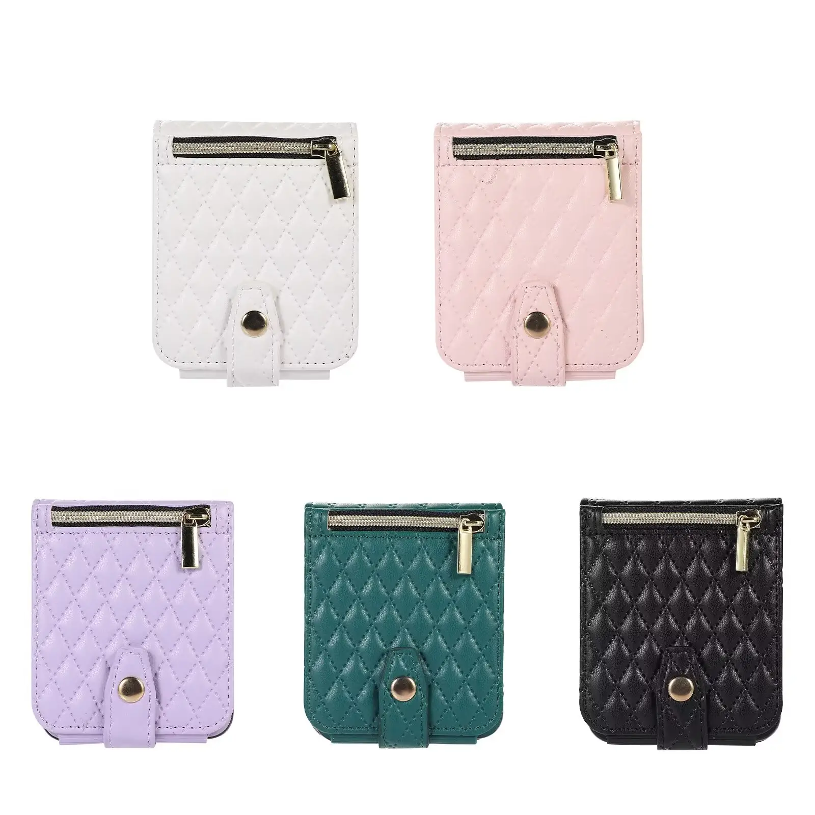 Fashion Zipper Bag Wallet Case PU Leather Case with Adjustable Shoulder Strap for Samsung Z Flip 4 Flip 3 Case