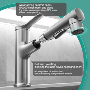 Aquacubic-grifo de bronce negro con <span class=keywords><strong>3</strong></span> funciones para lavabo, rociador extraíble, mezclador de lavabo de un solo orificio - Product Image 5