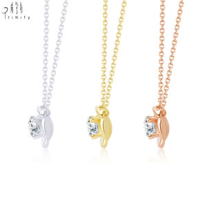 Collier empilable populaire pour femmes, motif floral raffiné, en or rose massif 18 carats, avec pendentif en diamant naturel véritable - Product Image 5