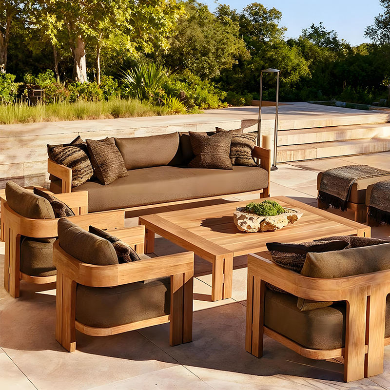 Luxury Modern Teak Wood Outdoor Furniture Set Patio Garden Courtyard