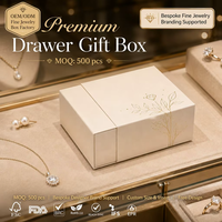 Boîte à bijoux de luxe à ouverture escamotable, OEM ODM, avec feuille d'or et d'argent, certifiée FSC BRC, pour emballage cadeau de colliers et bagues, MOQ500