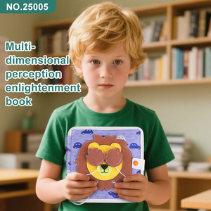 Filzbuch Sensorisches Spielzeug Stoff bücher Aktivitäten Beschäftigtes Brett Montessori Spielzeug Löwe Ruhiges Buch für Kleinkinder - Product Image 4