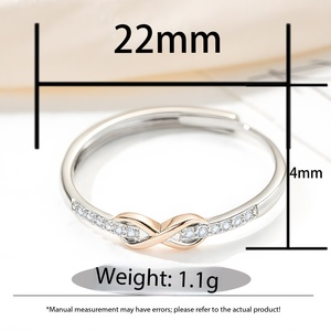Anillo Abierto de Zirconia con Nudo Infinito, Anillo de Dos Tonos con Forma de 8 de la Suerte para Parejas, Regalo para <span class=keywords><strong>Novia</strong></span>, Joyería Diaria - Product Image 6