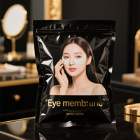 Sac à fermeture éclair scellé à trois côtés noir doré brillant personnalisé pour la beauté coréenne cosmétique Eye Essence Eye Patch Mylar sac