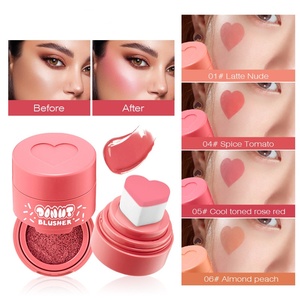 Blush Liquido a Forma di Cuore con Applicatore a Spugna, Tinta Naturale a Lunga Durata per Guance, Blush Viso Portatile - Product Image 1