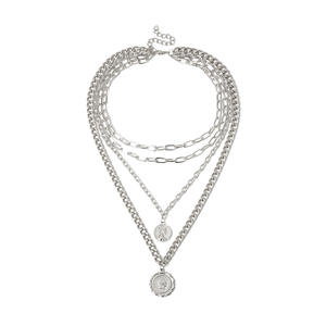 Collier à chaîne épaisse superposée en or avec pendentif pièce de monnaie pour femme, bijoux tendance - Product Image 5