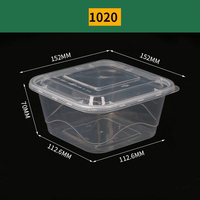 Récipient de nourriture carré jetable en plastique sûr pour micro-ondes Conteneurs de préparation de repas livraison Récipients de nourriture en plastique avec couvercles à emporter