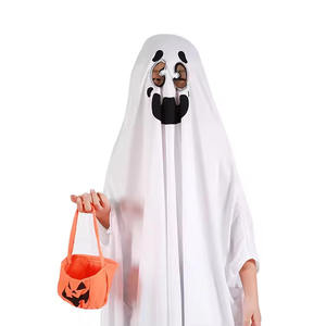 Disfraz de Fantasma para Cosplay, Capa Blanca Desgastada de Halloween con Bolsa de Calabaza, Lindos Trajes de Fiesta de Rol, Poliéster Unisex - Product Image 4