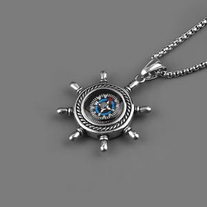 Collar de Cadena de Acero Inoxidable Vintage para Hombre, con Colgante de Brújula Posicionable, Joyería de Alta Calidad, Nueva Moda, Estilo Hip-Hop - Product Image 2