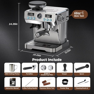 Máquina de Espresso Profesional de Metal en Oferta, Máquina de Espresso Comercial de 20 Bares con Molinillo para el Hogar y Hoteles - Product Image 3