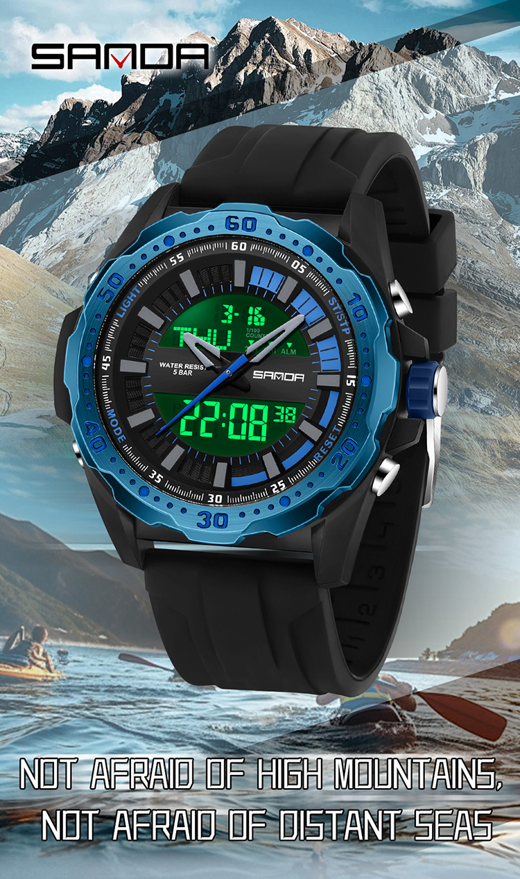 SANDA 3373 Watch - Dual Display Chronograph Waterproof Man's