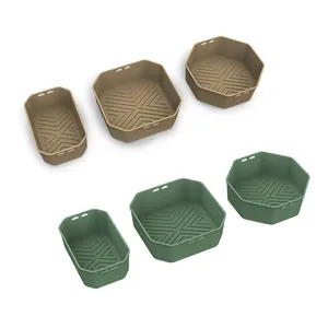 Replacement For Disposable Parchment Paper Liner Reusable Silicone Air Fryer Liners Tray