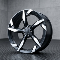 JWYC Nouveau design dynamique, alliage d'aluminium forgé haute pression, cinq branches, noir mat brossé doré gravé, ajustement universel 20 mm