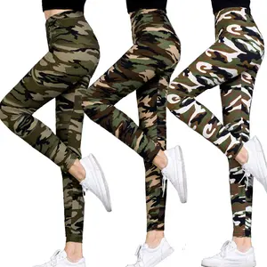 Pantaloni economici di vendita caldi per le donne Leggings mimetici stile pantaloni elasticizzati sottili stampa militare Leggings verdi in pile polare