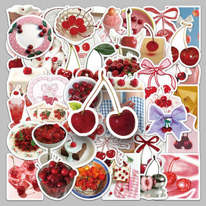 50pcs Usine En Gros <span class=keywords><strong>Stickers</strong></span> <span class=keywords><strong>Muraux</strong></span> Die-cut Vinyle Étanche Personnalisé Cerise LNS Style Autocollants - Product Image 1