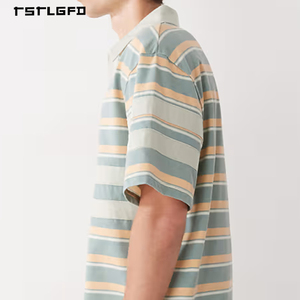 Premium Combed Cotton Piqu Short Sleeve Oversized Solid Knit Breathable Casual Men's <b>Button</b>-Up Customization OEM ODM Summer - Product Image 3