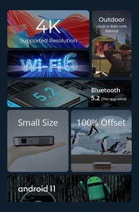 Proiettore DLP 4K WiFi BT Android 11 Portatile per Home Theater Cinema <span class=keywords><strong>TV</strong></span> 3D Ricaricabile 720P Proiettore Video Intelligente con Pannello Touch - Product Image 2