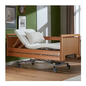 Tecforcare Electric Adjustable Bed Set Furniture Bedroom Solid Wood Bed Wheels For Patient Bed