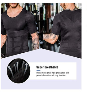 Cao cấp thoải mái của nam giới Ngắn Tay Áo Giảm Béo ngực nén bụng kiểm soát da-fit Shapewear Tank Top cho nam giới - Product Image 3