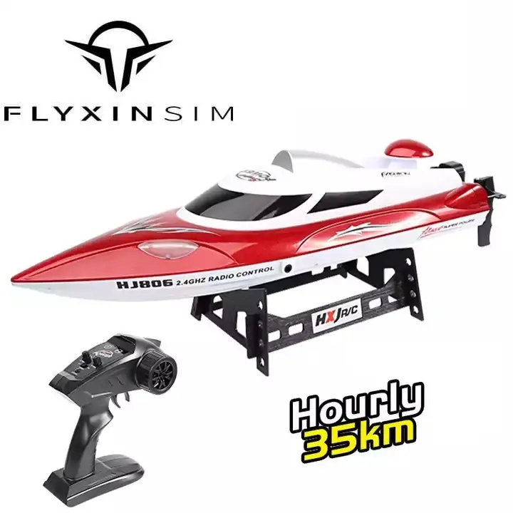 Flyxinsim HJ809 RC balıkçı teknesi 2.4G radyo kontrol tekne Jet LED ışık balıkçı teknesi trol su geçirmez sürat rc gemi