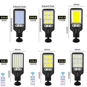 ไฟถนน LED พลังงานแสงอาทิตย์ COB+SMD โคมไฟพลังงานแสงอาทิตย์กลางแจ้งพร้อมโหมดแสง 3 โหมดกันน้ำเซ็นเซอร์ตรวจจับความเคลื่อนไหวไฟรักษาความปลอดภัย - Product Image 1