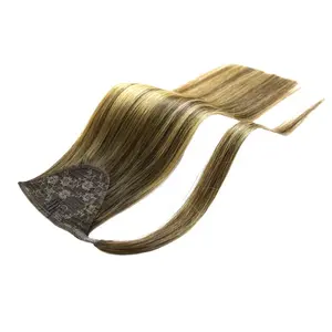 Yeni at kuyruğu çift çizilmiş düz 100% Remy saç çinli insan saçı kadınlar için at kuyruğu etrafında çözgü
