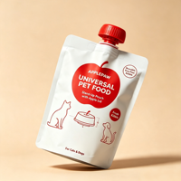 Sachet d'emballage personnalisé pour aliments humides pour animaux de compagnie, avec doublure en matériau CPP stérilisable, pochette souple à bec verseur et bouchon en forme de pomme