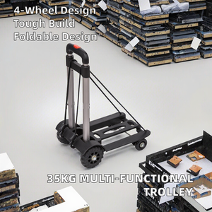 35 किलोग्राम पोर्टेबल चार-पहिया पीपी फोल्डिंग सामान ट्रॉली के साथ मेष प्लेटफॉर्म अनुकूलन योग्य ओम प्रतिस्पर्धी मूल्य बहु-कार्यात्मक मूल्य बहु-कार्यात्मक - Product Image 2