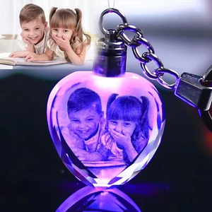 Factory Cheap Wholesale Blank Crystal Glass Keychains Custom 3d Laser Engraving Car Logo Crystal Led Key Chain