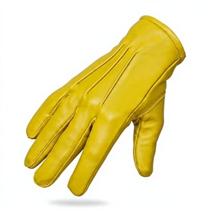 Gants de conduite en cuir de mouton jaune, longueur poignet, non doublés, style uni, pour usage quotidien, printemps automne, chaleur - Product Image 4