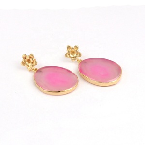 Boucles d'oreilles en agate avec pierres précieuses naturelles, en forme de goutte, en or galvanisé, cadeau pour femmes et filles, bijoux, cadeau pour femmes - Product Image 6