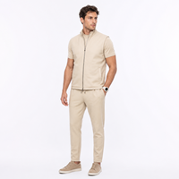 Ensemble de 3 pièces avec logo personnalisé, veste, t-shirt en coton mercerisé pour homme, tenue décontractée, survêtement sportif
