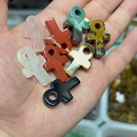 Offre Spéciale – Artisanat en Cristal Naturel : Collier DIY Symbole de Vie, Pendentif Croix Ankh en Obsidienne Noire et Labradorite pour Femmes et Hommes – Idéal Cadeau