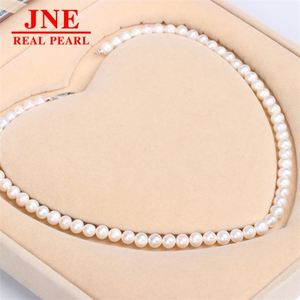 Collier de perles naturelles, perles rondes, fermoir queue de poisson blanc 925, collier de perles, cadeau pour la fête des mères pour les aînés - Product Image 1