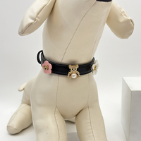 Collier pour chien en cuir noir avec boucle magnétique, breloques, réglable pour chiens de petite, moyenne et grande taille, vente en gros