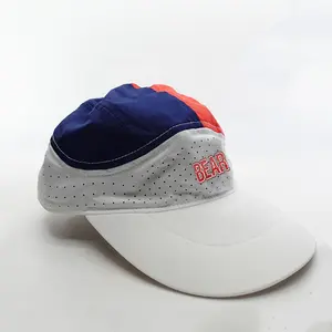 맞춤형 폴리에스터 측면 접합 색상 블록 성능 스포츠 모자 블루 리본 스포츠 미풍 에어로빌 러닝 모자