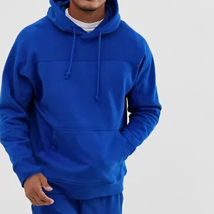 mavi hoodie Suppliers-Erkek Spor Kış 100% Ağır Pamuk Mavi Cep Uzun Kollu Ucuz svetşört