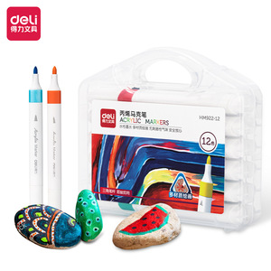 Deli Acrylic Marker Set 12 Colors Waterproof Art Painting For Kids And Students - Product Image 1