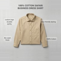 Chemise Habillée Homme 100% Coton Safari Personnalisable avec Logo, Tissage Uni Durable, Couleur Kaki Désert Bio-Wash, Teinte Terreux