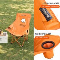 Fauteuil lune pliable à dossier haut avec accoudoirs en tissu Oxford imperméable pour le camping, le glamping et le jardin