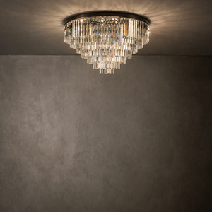 Lámpara de techo redonda de cristal con montura negra antigua para iluminación interior de sala de estar en villas. - Product Image 2