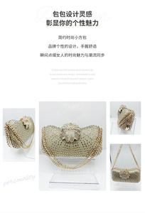 Borse da donna eleganti con perline in rilievo con strass in <span class=keywords><strong>argento</strong></span> fantasia da sera - Product Image 5