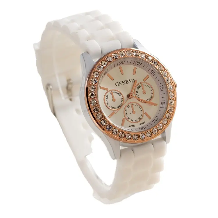 2015 Top Selling Silicone watch Geneva Diamond Women's watch Quartz Wrist watch